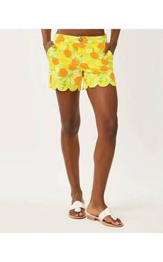 NEW LILLY PULITZER buttercup mid-rise short in island palm zesty